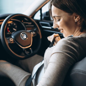 A Girl Attach the seat belt